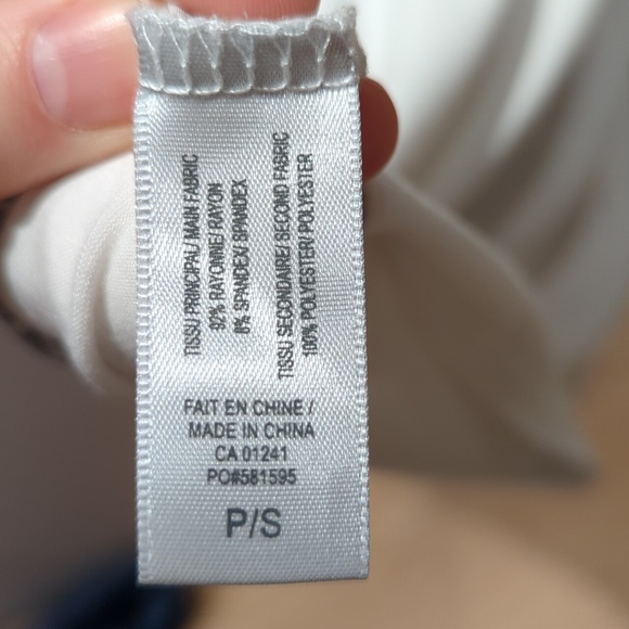 White Blouse with Navy Blue Pattern - Picture 4 of 4